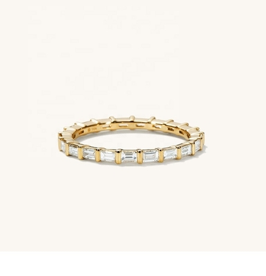 Beyaz CZ Yüzük 925 Sterling Gümüş Baguette Sonsuzluk Band Yüzüğü