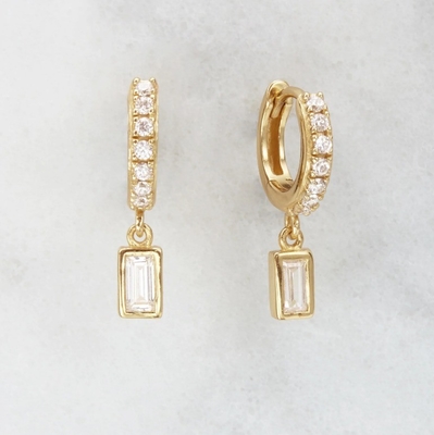 925 Sterling Gümüş Altın kaplama Dangle küpe yıldönümü için, nişan.