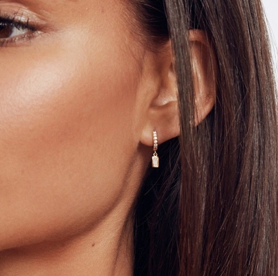 925 Sterling Gümüş Altın kaplama Dangle küpe yıldönümü için, nişan.