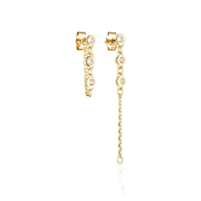 Drop Bezel Beyaz Elmas 925 Sterling Gümüş Zincir Kolye Moda