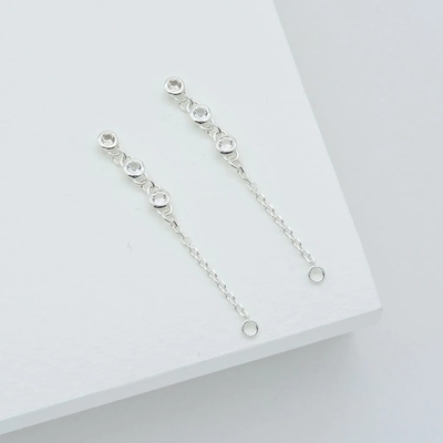Drop Bezel Beyaz Elmas 925 Sterling Gümüş Zincir Kolye Moda