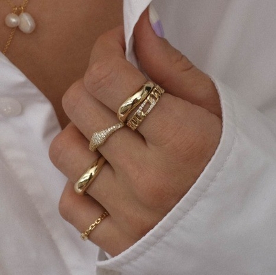 US5-US10 925 Sterling Gümüş Yüklenebilir Yüzükler 18K Altın Kaplama