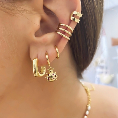 KÜTÜP KÜTÜP Gerçek 18K Altın Kaplama Huggie Sterling Gümüş 925 Kadınlar Kızlar için Mücevher