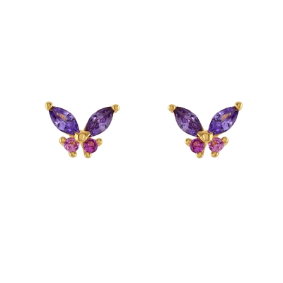 18K Altın Markize Kesim Turkuaz CZ 925 Sterling Gümüş Kelebek Stud Kulaklıkları Kadınlar için