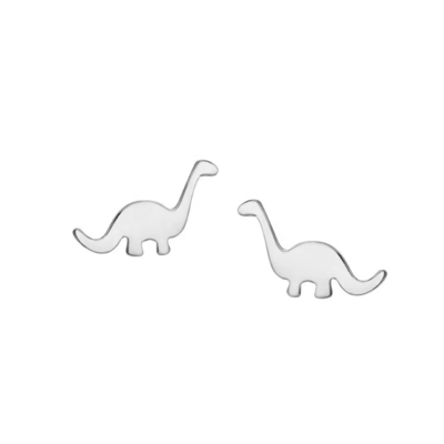 Çocuklar için Dinozor Altın Kaplama Köpek Küpesi 925 Sterling Gümüş Mini