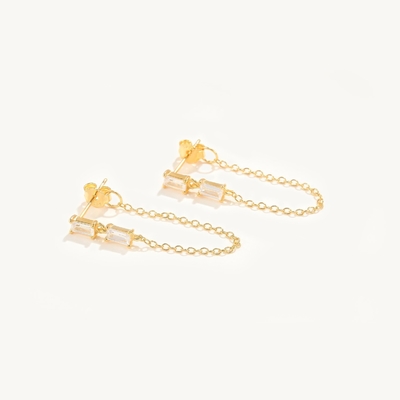 Satış Baguette Kübik Zirkon İpekli Stud Kulaklık Mücevher 925 Sterling Gümüş Kadınlar için