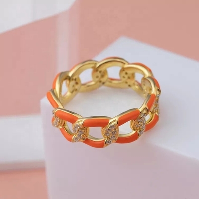 925 Sterling Gümüş Twist Ring Altın Kaplama Enamel Kadın Nişan Bandları