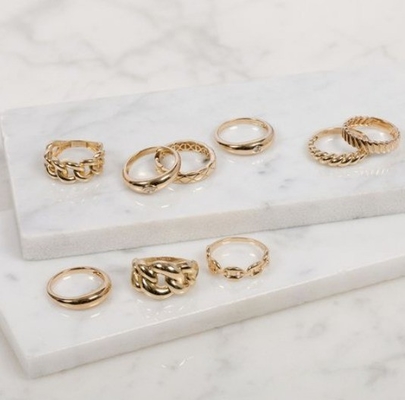 Mükemmel Barok 14K Altın Eğimli Dönüş 925 Sterling Gümüş Kadın Yüzüğü Tarnish Free Mücevher