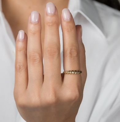 Mükemmel Barok 14K Altın Eğimli Dönüş 925 Sterling Gümüş Kadın Yüzüğü Tarnish Free Mücevher