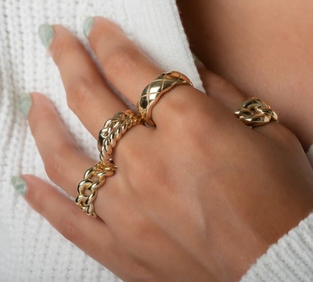 Mükemmel Barok 14K Altın Eğimli Dönüş 925 Sterling Gümüş Kadın Yüzüğü Tarnish Free Mücevher