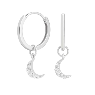 Dangle Moon Hoop Kulaklık 925 Gümüş Kadınlar için Brezilya Altın 18K Özel Mücevher