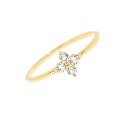 Şık 18K altın Vermeil Dört Topaz Değerli Taşlar Çiçek 925 Sterling Gümüş Yüzükler