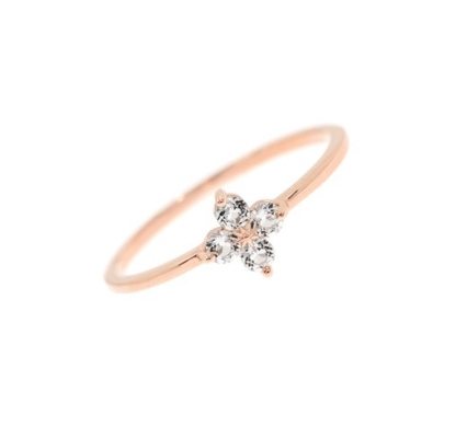 Şık 18K altın Vermeil Dört Topaz Değerli Taşlar Çiçek 925 Sterling Gümüş Yüzükler