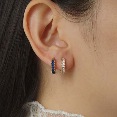 925 Sterling Gümüş Prenses Yeşil CZ Diamante Kulaklık Kadın Çağdaş Görünümü