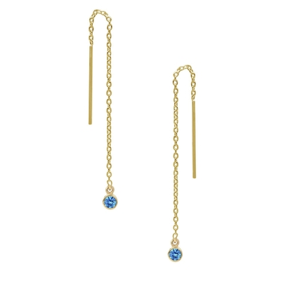 925 Sterling Gümüş Basit 18K Altın Kaplama Kadınlar Bezel Drop Zinciri İpeklik Küpesi