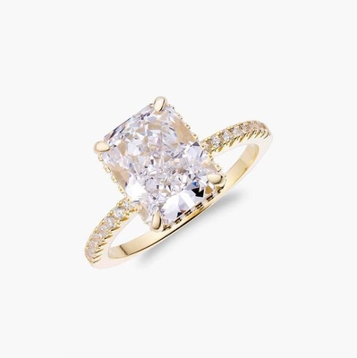 Gümüşlü Bagüette Mavi Elmas 5A Buz Kesme CZ Kadınlar için Nişan Yüzüğü 925 Sterling Gümüş