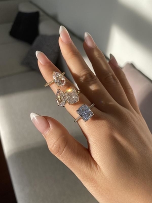 Gümüşlü Bagüette Mavi Elmas 5A Buz Kesme CZ Kadınlar için Nişan Yüzüğü 925 Sterling Gümüş