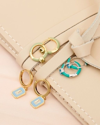 Neon Turkuaz Enamel Micro Pave CZ Şekerli Renkli Kız Kadınlar Küpeler Ekolojik Dostu Evet