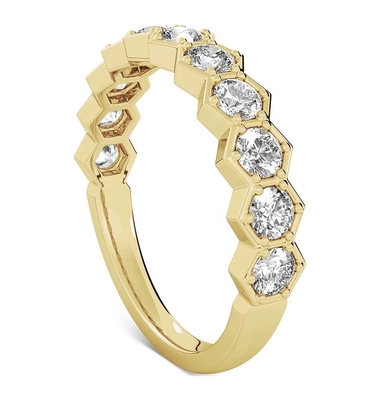 US5-US11 Honeycomb Wedding Band Altın 925 Sterling Gümüş Yüzük