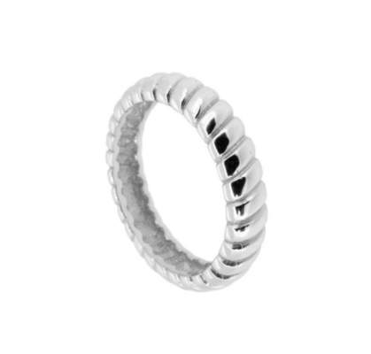 Genişliği 6 mm Gümüş Twist Nişan Yüzüğü 18K Altın Rodyum Rengi Twist Gümüş Yüzük