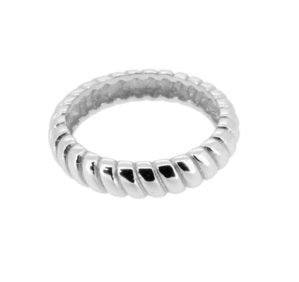 Genişliği 6 mm Gümüş Twist Nişan Yüzüğü 18K Altın Rodyum Rengi Twist Gümüş Yüzük