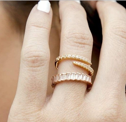 14K Altın Kaplama Kübik Zirkonya Açık Dönüşme Sonsuzluk Band Yüzüğü ECO Dost