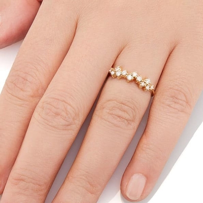 925 Sterling Gümüş Mücevher Prong Setting Mini Clear CZ Band Yüzükler Kadınlar için Sterling