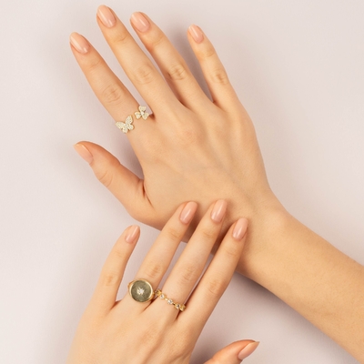 925 Sterling Gümüş Basit 18K Altın Vermeil Prong Eternity Band Setting İnce Kadın Yüzükleri