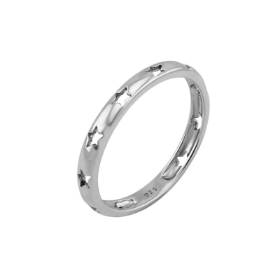 Tren Tarzı Star Hollow Eternity Band Yüzükler 925 Gümüş Mücevherler 18K Altın Kaplama