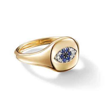 Brezilya Kablo Koleksiyon Malzemeleri Evil Eye Mini Pinky Ring 18K Altın Beyaz CZ 925 Gümüş