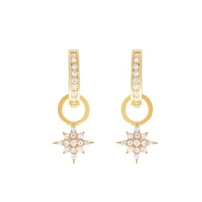925 Sterling Gümüş Mini Starburst Pave CZ Huggie Bileklikleri Hızlı ve Güvenli Nakliye