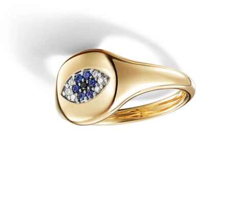 Brezilya Kablo Koleksiyon Malzemeleri Evil Eye Mini Pinky Ring 18K Altın Beyaz CZ 925 Gümüş