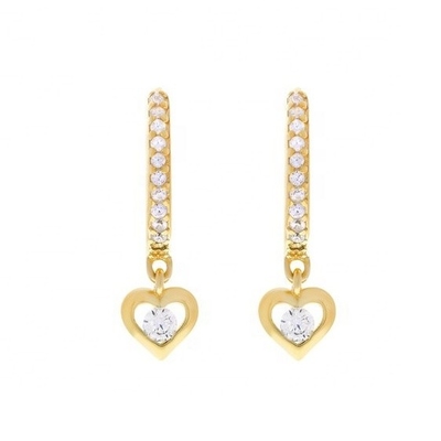Altın kaplamalı Mini Dangle Heart CZ Huggie küpeleri Görünüşüne bir dokunuş daha ekleyin