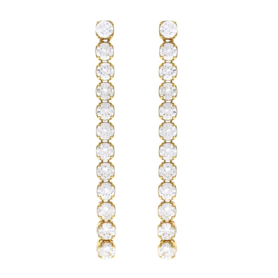 Nişan Fırsatı 925 Sterling Glittery Glittery Tennis Zinciri Rodium kaplama küpe