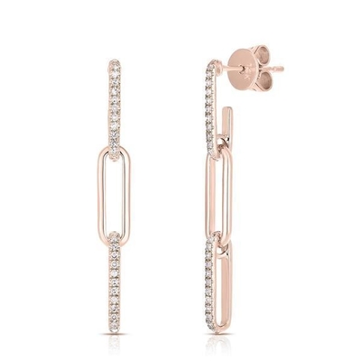 925 Sterling Gümüşlü Retro Paperclip Dikdörtgen Zincir Küpeler Bayanlar Gecesi için