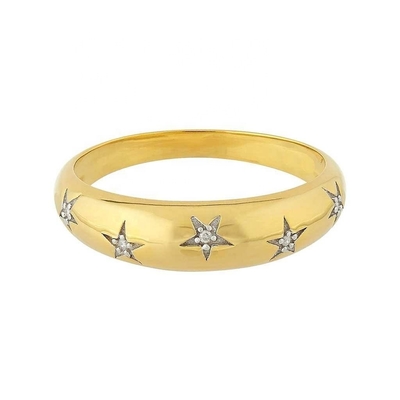 14k 18k Altın Chunky Star Set Elmas Band Yüzüğü Şık Giysiler için