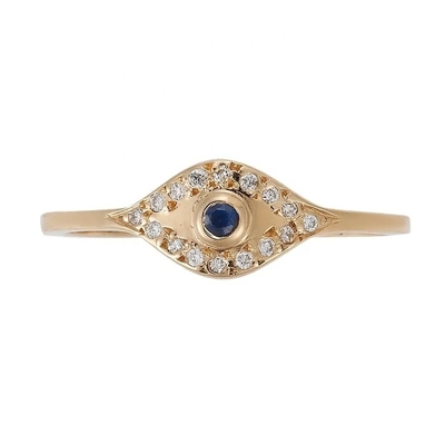 925 Sterling Gümüş Evil Eye Elmas Band Yüzük Gümüş Plating Klasik Stil