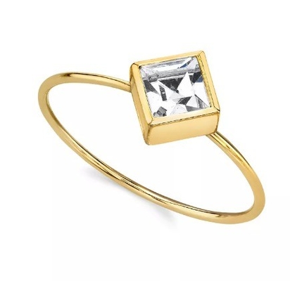 14K Altın Dip Cubic Zirconia Kristal Yüzük OEM Strass Yüzük