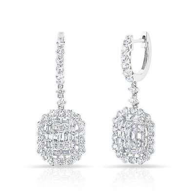 Beyaz CZ küpe 925 Sterling Gümüş Klasik Tarzı Nişan ve Düğün için