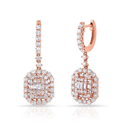 Beyaz CZ küpe 925 Sterling Gümüş Klasik Tarzı Nişan ve Düğün için