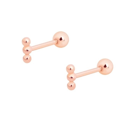 Mini Mermeleli Barbell Gümüş Çubuk Kulaklık Geri Döşeme 925 Sterling Gümüş