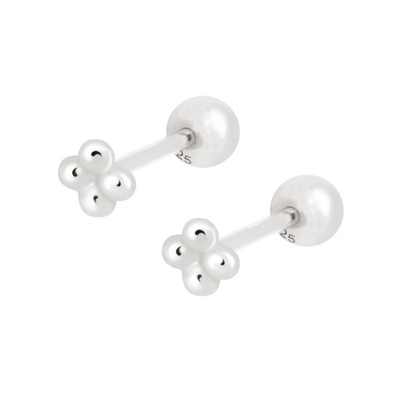 6mm Gümüş Küçük Mermeleli Top Barbell Stud Kulaklıkları Vuruşlu Arkaplanlar Mücevher