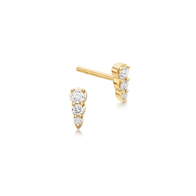 Modern Mini Üç Taş CZ Stud 925 Sterling Gümüş Küpe