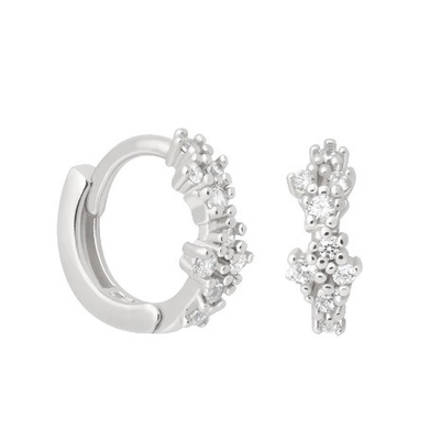 Çiçek şeklinde beyaz CZ 925 Sterling Silevr Huggies Kadınlar için küpeler