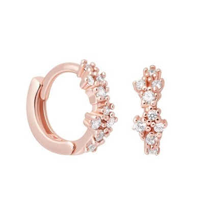 Çiçek şeklinde beyaz CZ 925 Sterling Silevr Huggies Kadınlar için küpeler