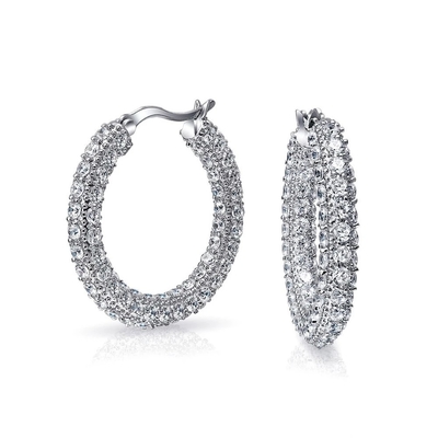 925 Sterling Gümüş Gelinlik Pave Beyaz CZ moda öncü gelinler için küp küpe