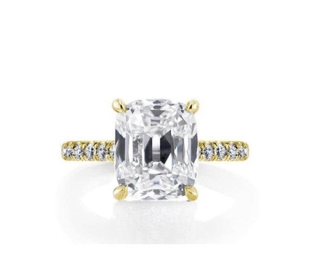 Beyaz CZ 925 Sterling Gümüş Nişan Yüzüğü 18K Altın Kaplama Baguette Cut