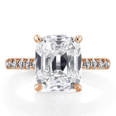 Beyaz CZ 925 Sterling Gümüş Nişan Yüzüğü 18K Altın Kaplama Baguette Cut