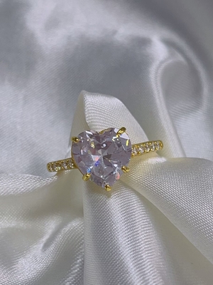 Micro Insert Inlay Teknolojisi Kalp Kesim CZ Taş 925 Sterling Gümüş Nişan Yüzükleri