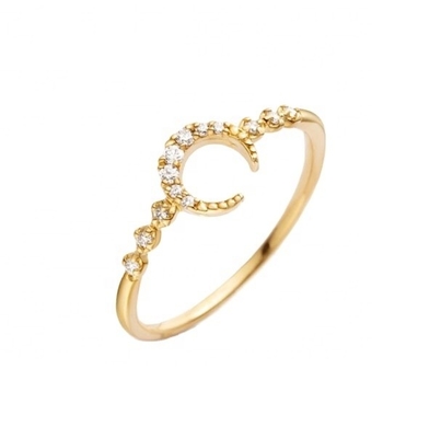 Erkekler için ince sterlin gümüş 925 Custom Moon Ring 14k 18k 24k Altın ile Brezilya'dan 2022